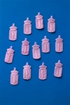 12 - 15 stk. små lys røde sutteflasker. til kortpynt m.m. ca. 2,2 cm.